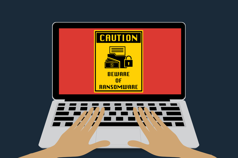 an illustration of a laptop with the words caution on it